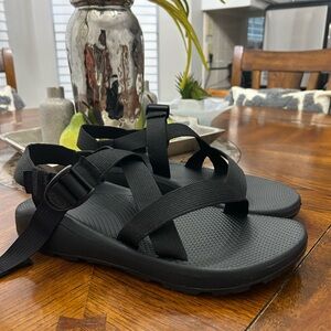 Chaco Men's Black Z/Cloud Adjustable Strap Wide-Width Cushioned Sandals Size 12